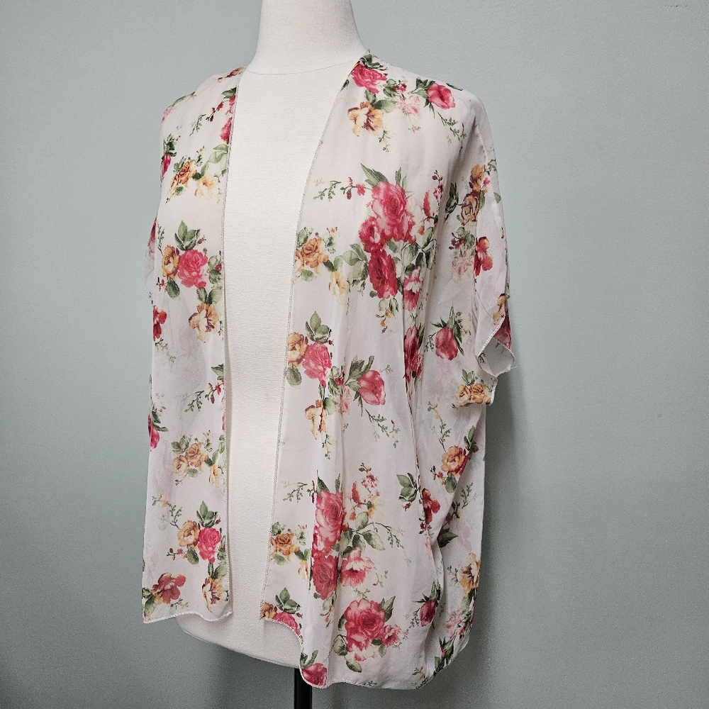 Floral Sheer Kimono Sheer Wet Seal Bohemian Festival Swim Coverup Summer